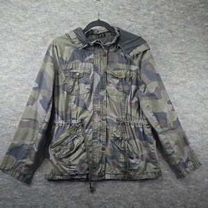 Snobbish Camo Utility Long Sleeve Hoodie Jacket Womens Sz XL Pockets Drawstring